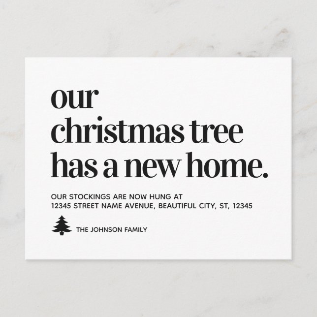 Postal De Anuncios El Árbol De Navidad Tiene Nueva Dirección Domicili (Anverso)