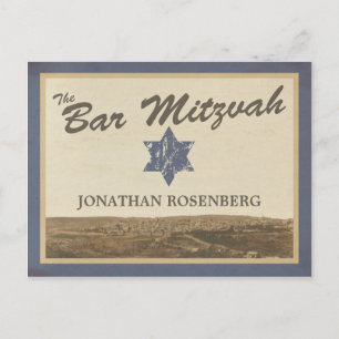 Postal De Anuncios El Bar Mitzvah Vintage de Jerusalén salva la fecha