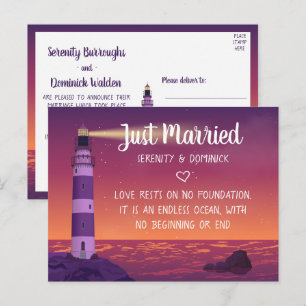 Postal De Anuncios `El Boda de Lighthouse Ocean Nautical Just Casried
