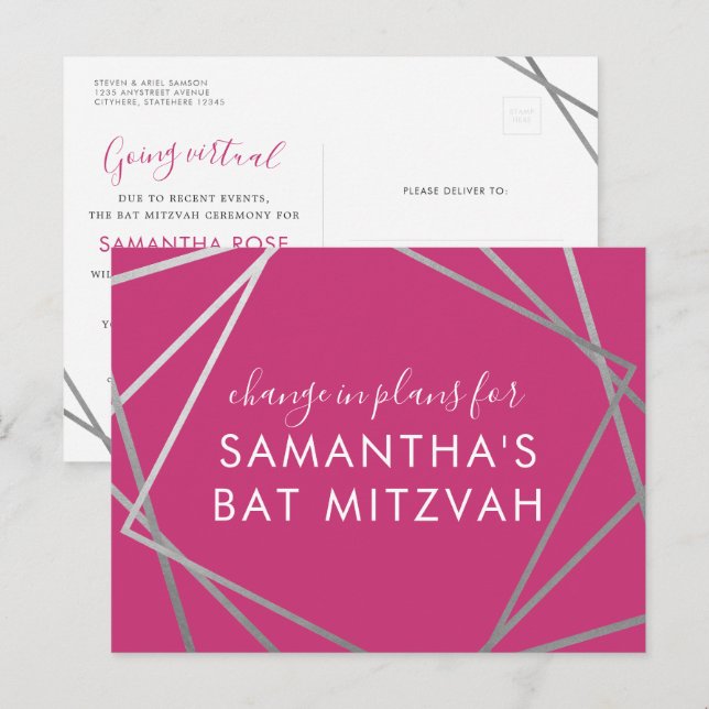 Postal De Anuncios El cambio de planes de Bat Mitzvah (Anverso / Reverso)