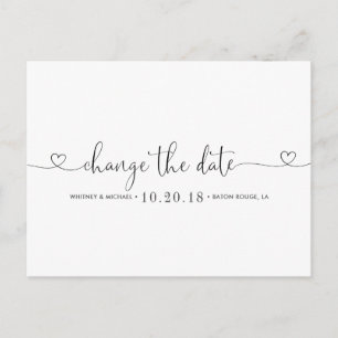 Postal De Anuncios El corazón blanco y negro cambia la fecha