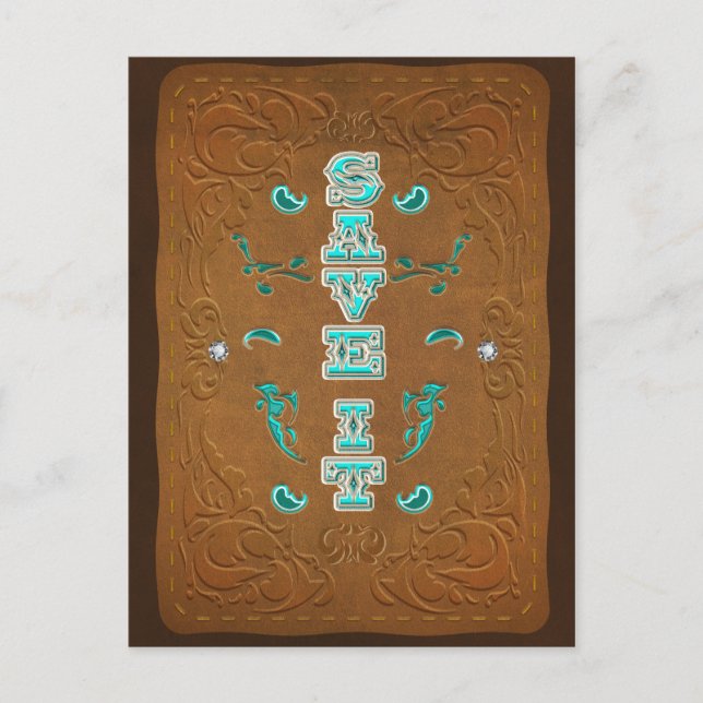 Postal De Anuncios El cuero marrón ruso occidental parece AHORRARLO l (Anverso)