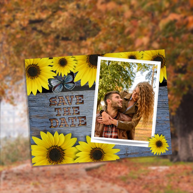 Postal De Anuncios El girasol salva al Boda de fechas | Azul clásico (Subido por el creador)