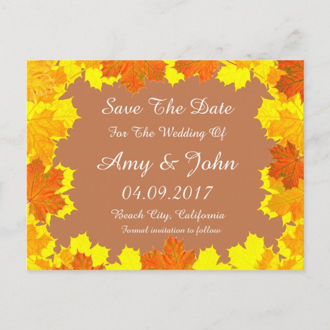 Postal De Anuncios El otoño deja la boda salvo la fecha otoño1 (Anverso)