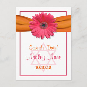 Postal De Anuncios El rosa Gerber Daisy Bat Mitzvah salva la fecha