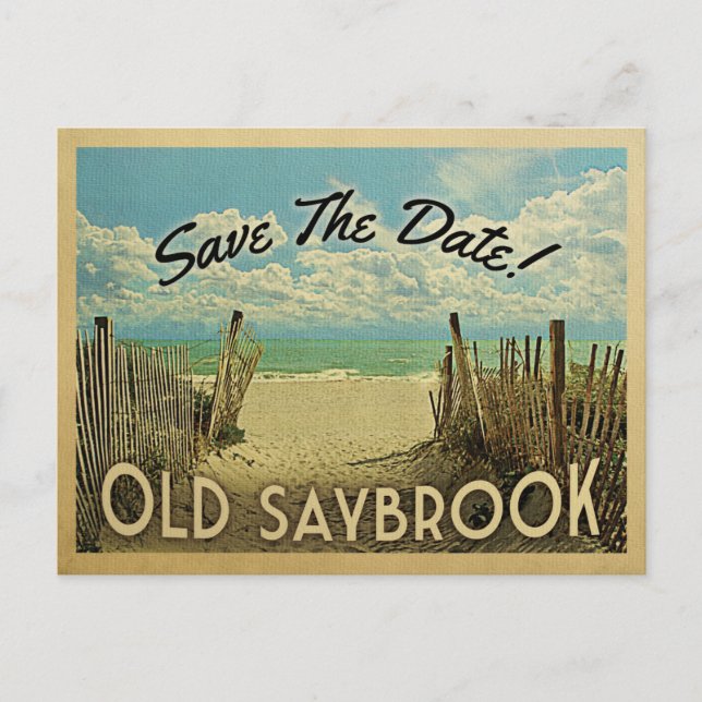 Postal De Anuncios El Viejo Saybrook Connecticut Ahorra La Fecha Vint (Anverso)