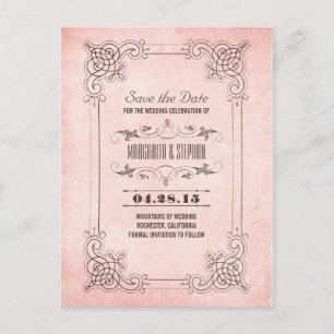 Postal De Anuncios El vintage se ruboriza reserva floral del marco la