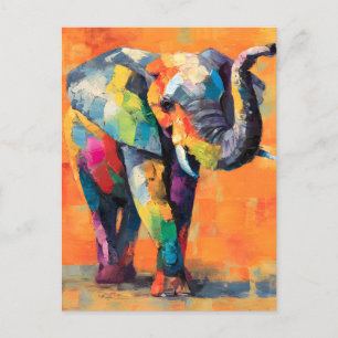 Postal De Anuncios Elefante abstracto feliz arcoíris