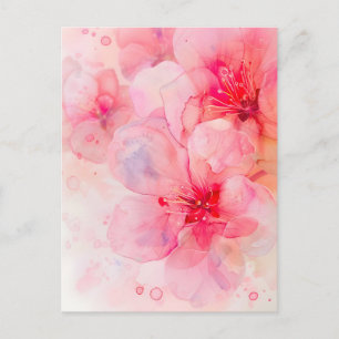 Postal De Anuncios Elegancia de Pétalo Rosa Acuarela