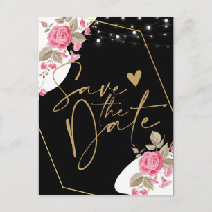 Postal De Anuncios Elegancia moderna floral rosa cuerda l Guardar la 