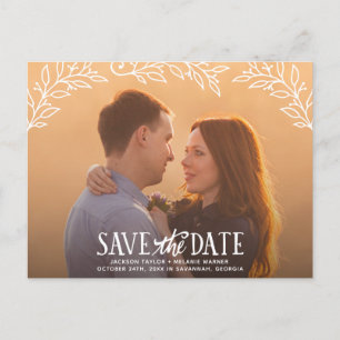 Postal De Anuncios Elegancia Rústica   Foto floral de guardar la fech