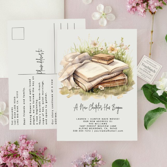 Postal De Anuncios Elegant A New Chapter Has Begun Floral Moving (Subido por el creador)