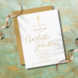 Postal De Anuncios Elegant Baptism Christening Gold Signature Script