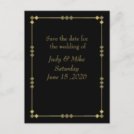 Postal De Anuncios Elegant Black & Gold Art Deco Save the date card