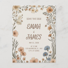 Postal De Anuncios Elegant Boho Floral Save the Date Card