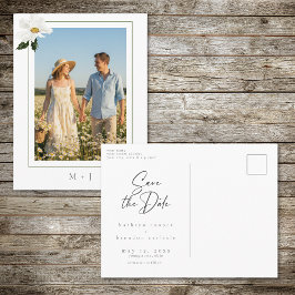 Postal De Anuncios Elegant Daisy Minimal Photo Save the Date Announce