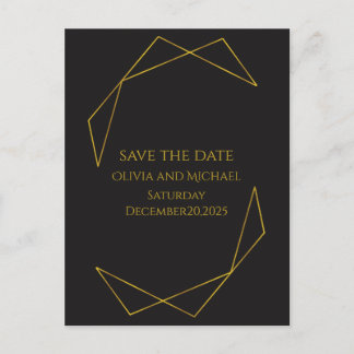 Postal De Anuncios Elegant dark and gold save the date card