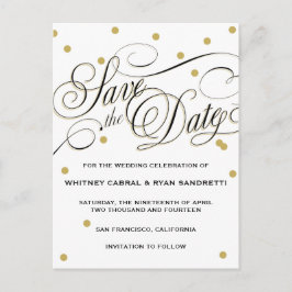 Postal De Anuncios Elegant Dot Gold Save the Date