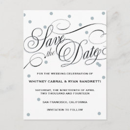 Postal De Anuncios Elegant Dot Silver Salve la fecha