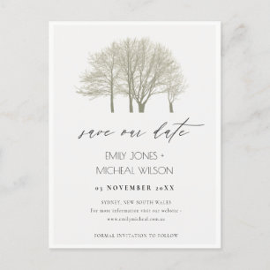 POSTAL DE ANUNCIOS ELEGANT GREY OROÑO CAÍDA OTOÑO ÁRBOLES GUARDAR FEC