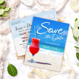 Postal De Anuncios Elegant Ocean Beach Summer Drink Save the Date