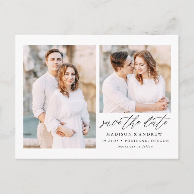 Postal De Anuncios Elegant Script 2 Foto Save the Date (Anverso)