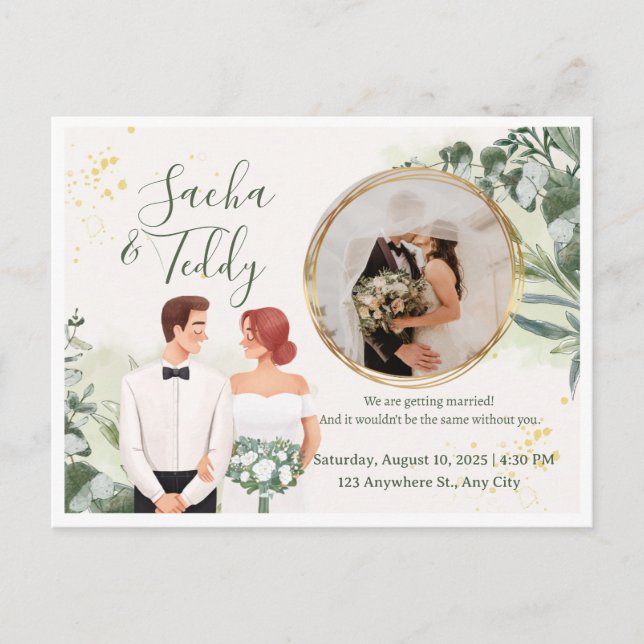 Postal De Anuncios Elegant Script Wedding Photo Save the Date  (Anverso)