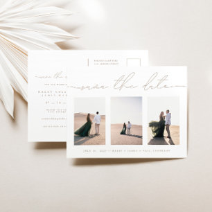 Postal De Anuncios Elegante 3 Fotos Boda Salvar La Postcarta De Fecha