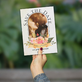 Postal De Anuncios Elegante acuarela Floral Cute Boda de fotos