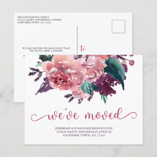Postal De Anuncios Elegante acuarela Floral Hemos movido nueva direcc
