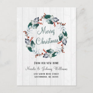 Postal De Anuncios Elegante acuarela Holly Wreath Navidades en movimi
