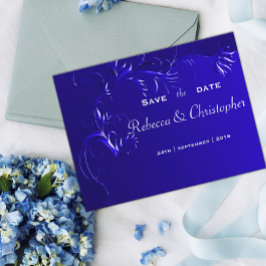 Postal De Anuncios Elegante Ahorro de Fecha Azul Real