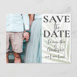 Postal De Anuncios Elegante Ahorro de Fecha Tropical Foto Boda