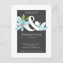Postal De Anuncios Elegante Ampersand Floral Boda Guardar La Fecha