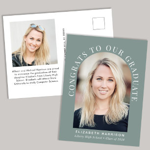 Postal De Anuncios Elegante Arch Photo Sage Green Graduación