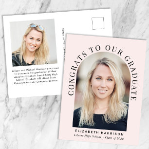 Postal De Anuncios Elegante Arco Foto Graduación Rosa