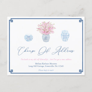 Postal De Anuncios Elegante Azul Marino Rosa Divorcio Cambio De Direc