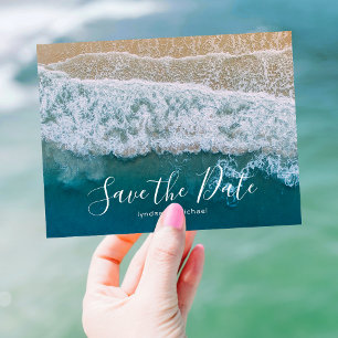 Postal De Anuncios Elegante Beach Blue Ocean Save the Date