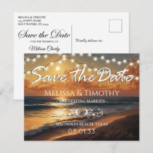 Postal De Anuncios Elegante Beach Sunset Save the Date