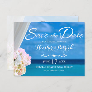 Postal De Anuncios Elegante Blue Ocean Beach Summer Save the Date