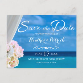 Postal De Anuncios Elegante Blue Ocean Beach Summer Save the Date