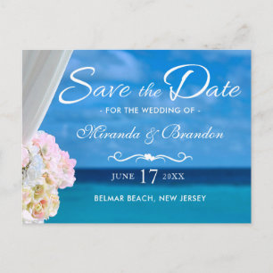 Postal De Anuncios Elegante Blue Ocean Beach Summer Save the Date