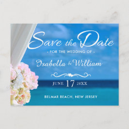 Postal De Anuncios Elegante Blue Ocean Beach Summer Save the Date