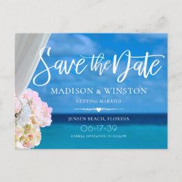 Postal De Anuncios Elegante Blue Ocean Beach Summer Save the Date