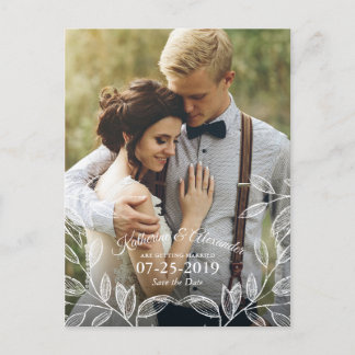 Postal De Anuncios Elegante Boda Botánica Salva la Fecha