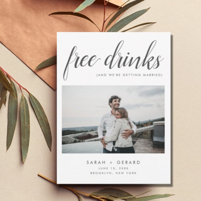 Postal De Anuncios Elegante Boda de bebidas gratis Foto Guardar la fe (Subido por el creador)