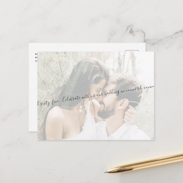 Postal De Anuncios Elegante Boda de fotografía de pareja de guiones G (Anverso/Reverso In Situ)