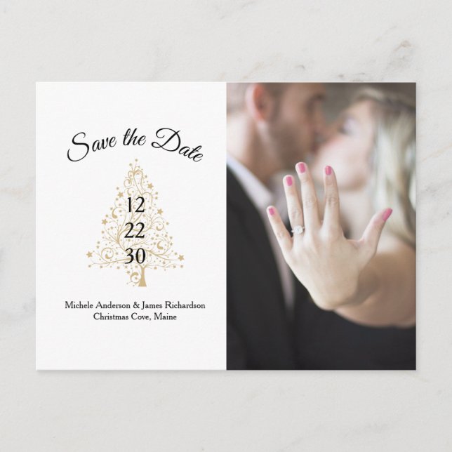 Postal De Anuncios Elegante Boda De Invierno Ahorra La Foto De La Fec (Anverso)