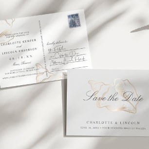 Postal De Anuncios Elegante boda de oro salva la fecha