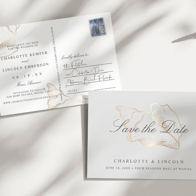 Postal De Anuncios Elegante boda de oro salva la fecha (Subido por el creador)